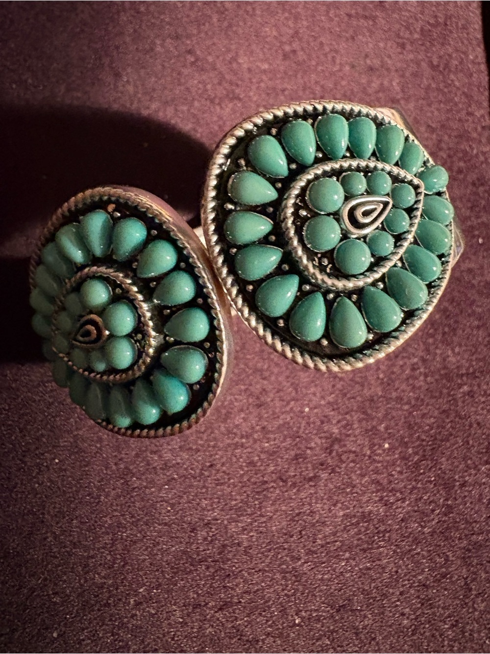 South Western Style and “Native American-feel” Hinged Bangle with Faux Turquoise